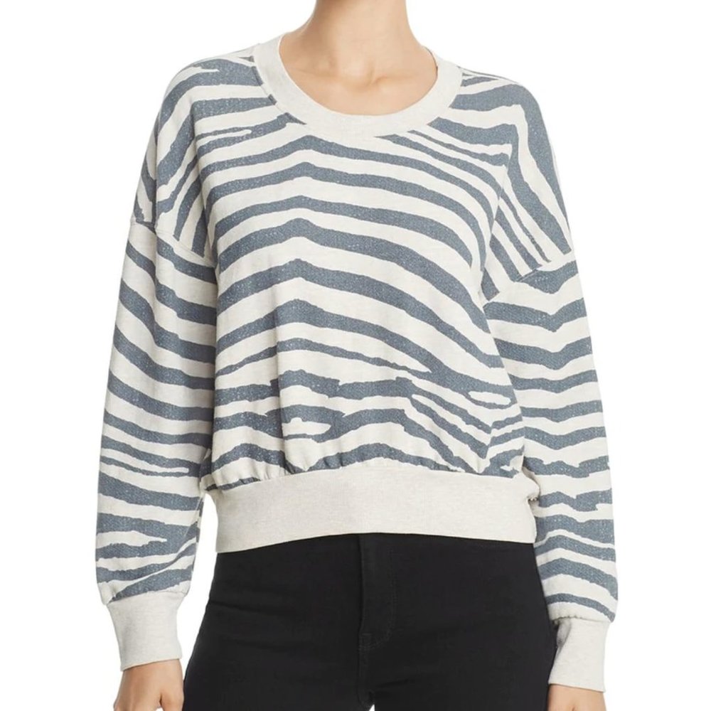 NWT Splendid Women's Zebra Striped Crop Sweatshirt, Size M